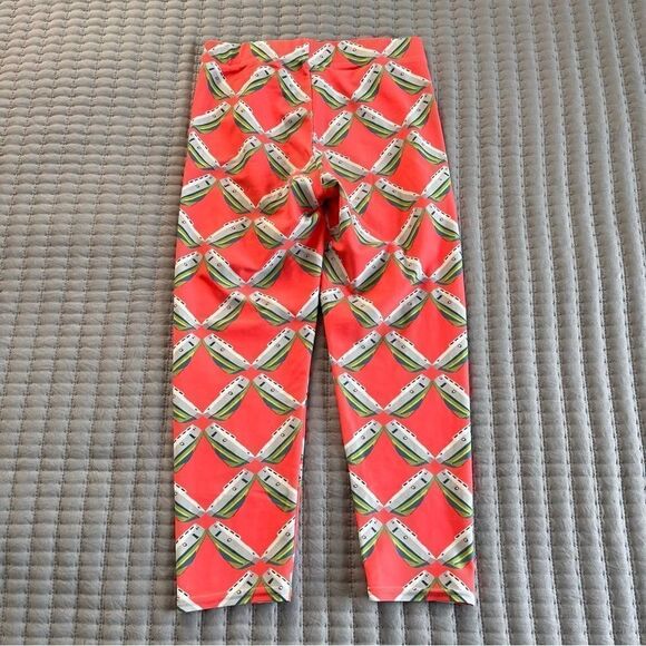 Leland Gal Grapefruit Tug Lattice Hand Painted Textiles, Girls XS Leggings - Picture 8 of 11